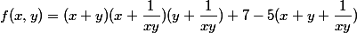 f(x,y) = (x+y)(x+\dfrac{1}{xy})(y+\dfrac{1}{xy})+7-5(x+y+\dfrac{1}{xy})